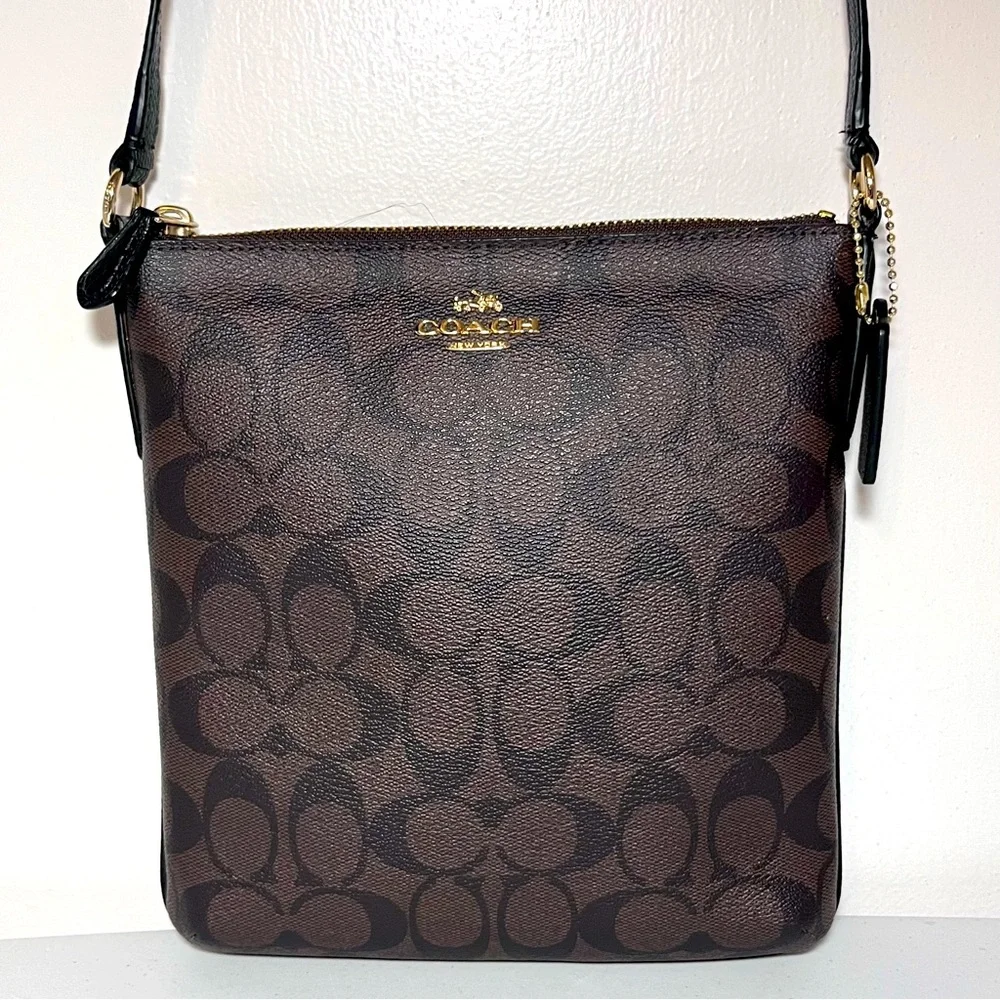 NWOT Coach North South Crossbody in Signature Brown/ Black - Picture 1 of 13